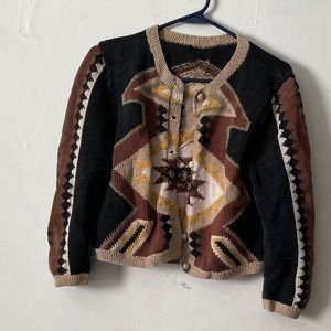 Vintage 90s Handmade Aztec Pattern Cardigan